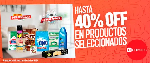 hasta 40% off en productos seleccionados