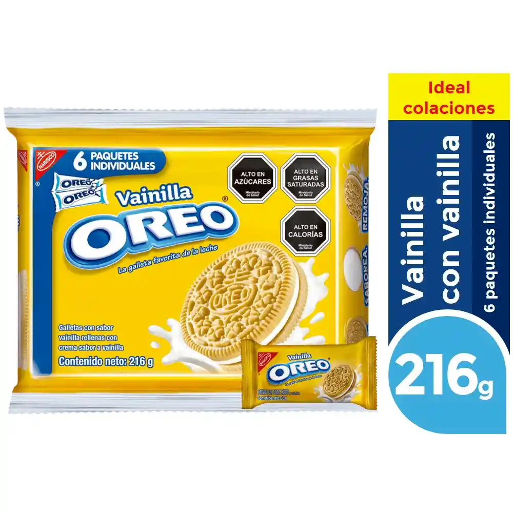 Sixpack de Galletas Oreo Sabor Vainilla con Crema 6 x 36g
