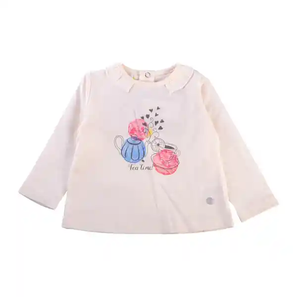 Polera Manga Larga Bebé Niña Color Crudo Talla 18 M Pillin