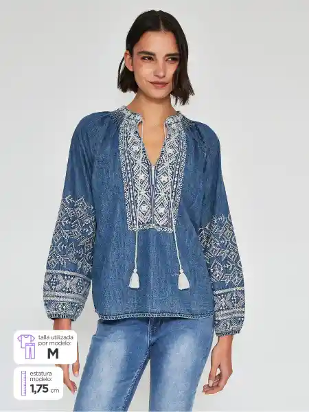 Tatienne Blusa Manga Larga Denis nn Azul Denim M S25