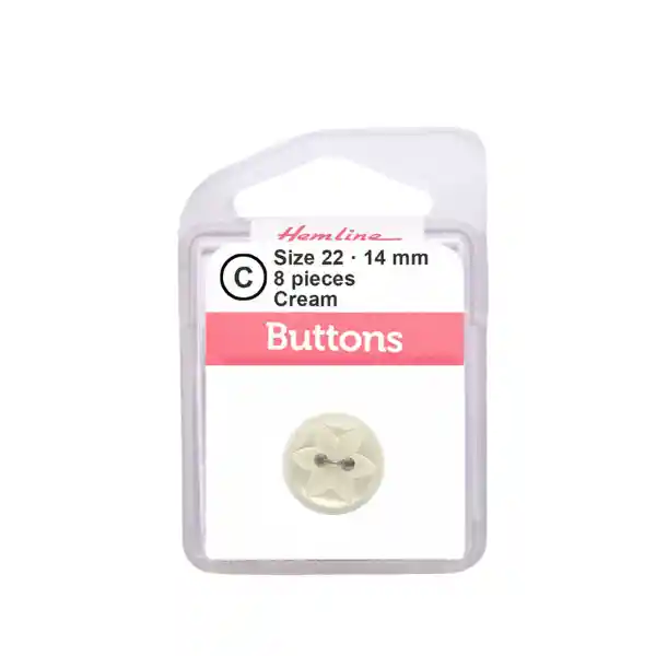 Botón Plástico Redondo Estrella Crema 14mm 8 D Hb00722.03