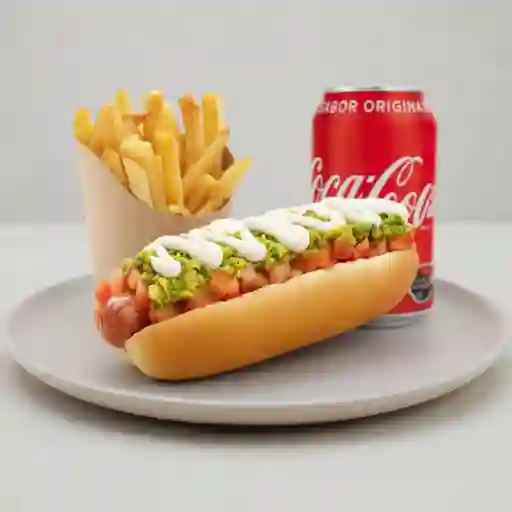 Completo italiano con bebida y papas