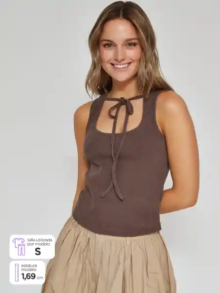 Index Polera e S/25 Mujer Café M IPO0251