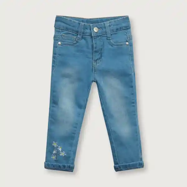 Jean Denim Recto Con Bordado Color Azul Talla 18M Opaline