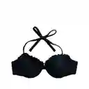 Bikini Sostén Strapless Con Vuelos Color Negro Talla S Samia