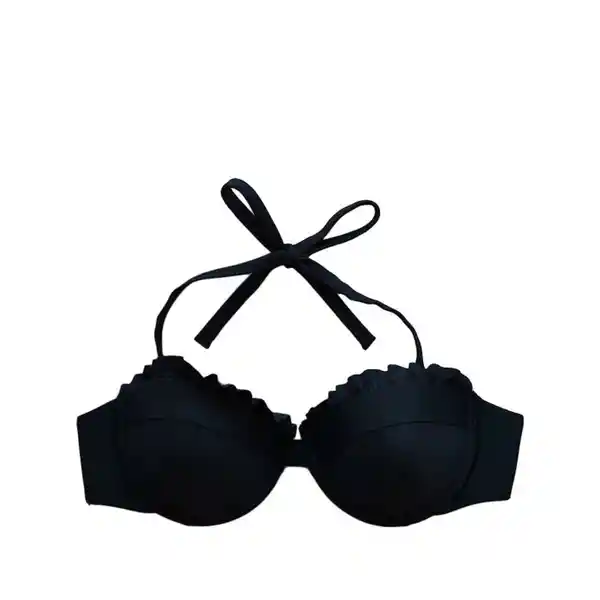 Bikini Sostén Strapless Con Vuelos Color Negro Talla S Samia