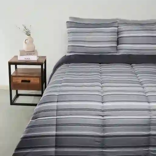 Plumón Micro 2 Plazas Líneas Gris PV25 Ripley Home