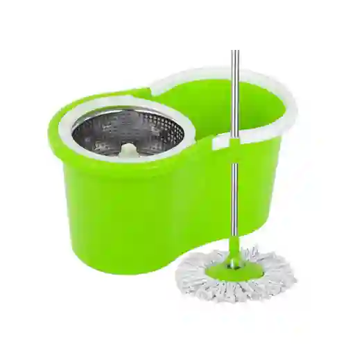 Mopa Giratoria 360º Verde Trapeador Canasto Acero Inoxidable
