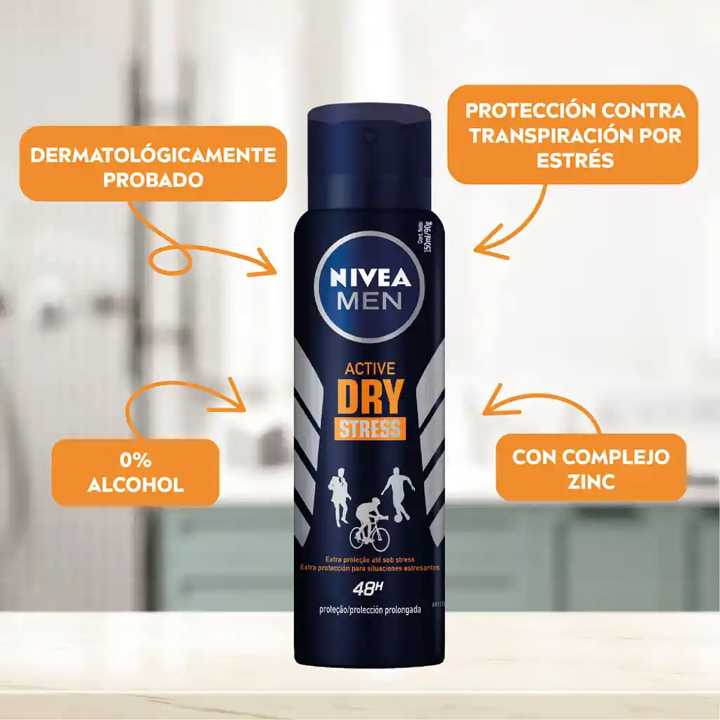 Nivea Men Desodorante Active Dry Stress en Spray