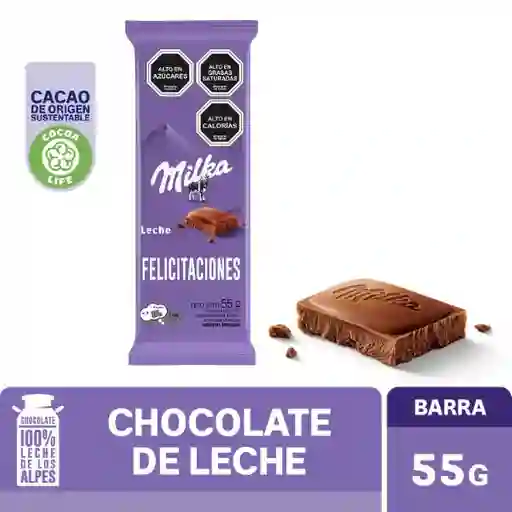 2 x Chocolate Milka Mens Leche 55 g