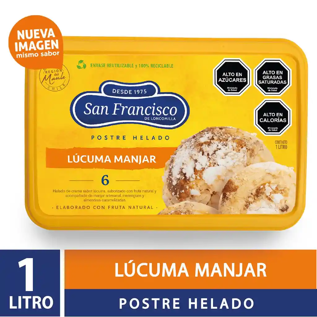San Francisco De Loncomilla Postre Helado Sabor Lúcuma Manjar
