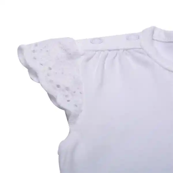 Polera Manga Corta Bebe Niña Blanco Pillin 3 M