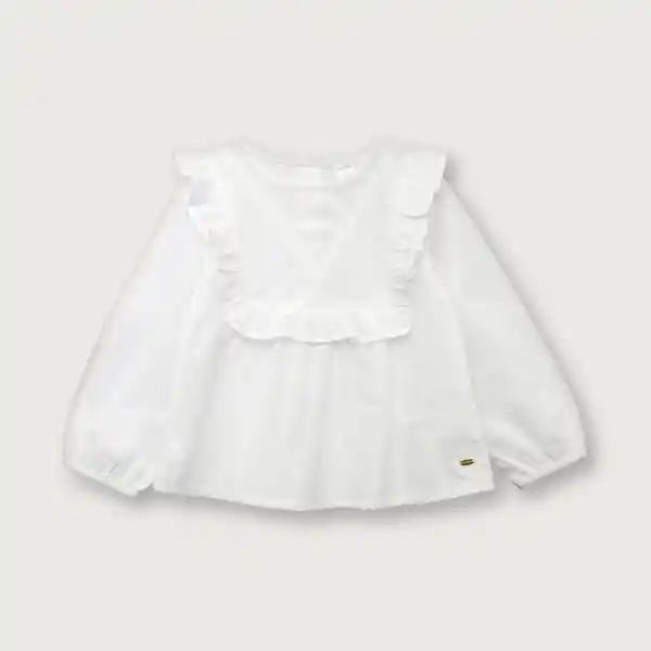 Blusa Con Cuello de Niña Blanco Talla 4A Opaline