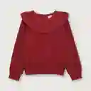 Sweater Manga Regular Con Cuello Flor Rojo Talla 18M Opaline