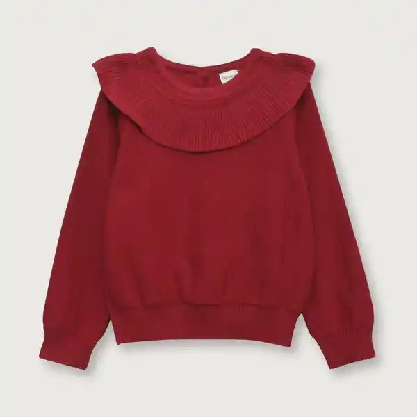 Sweater Manga Regular Con Cuello Flor Rojo Talla 18M Opaline