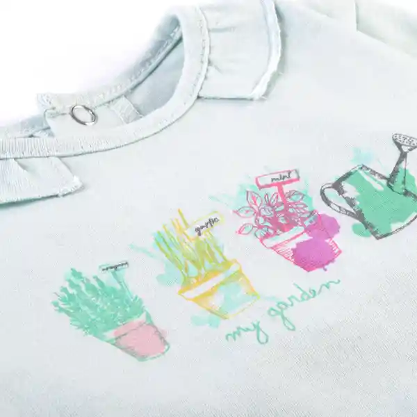 Polera Manga Larga Bebé Niña Menta Talla 4 A Pillin