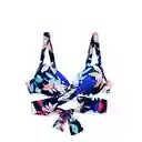 Bikini Estilo Sostén Con Barba Cruzado Estampado Azul T. M Samia