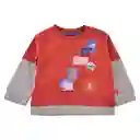 Polera Manga Larga Bebé Niño Terracota Talla 12 M Pillin