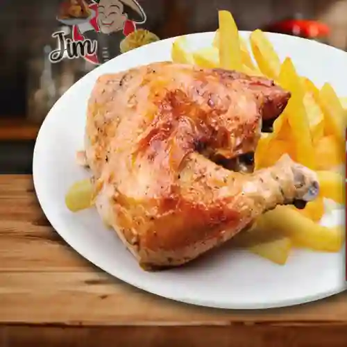 1/4 Pollo a Las Brasas + Papas Fritas