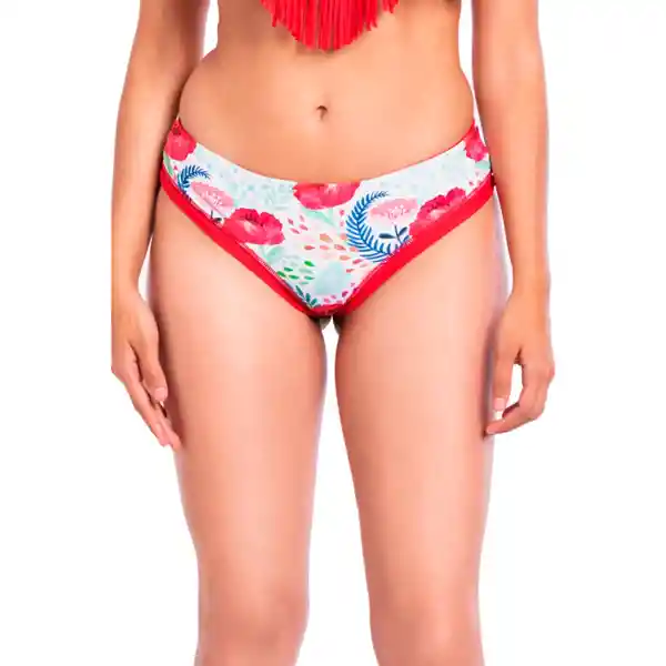 Bikini Calzón Tanga Reversible Estampado Rojo Talla L Samia