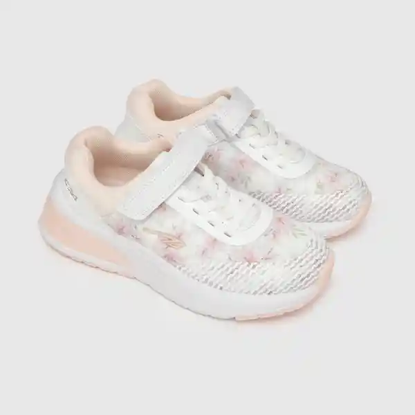 Zapatillas Deportiva Estampada Flores Blanco/Rosado T.37 Colloky