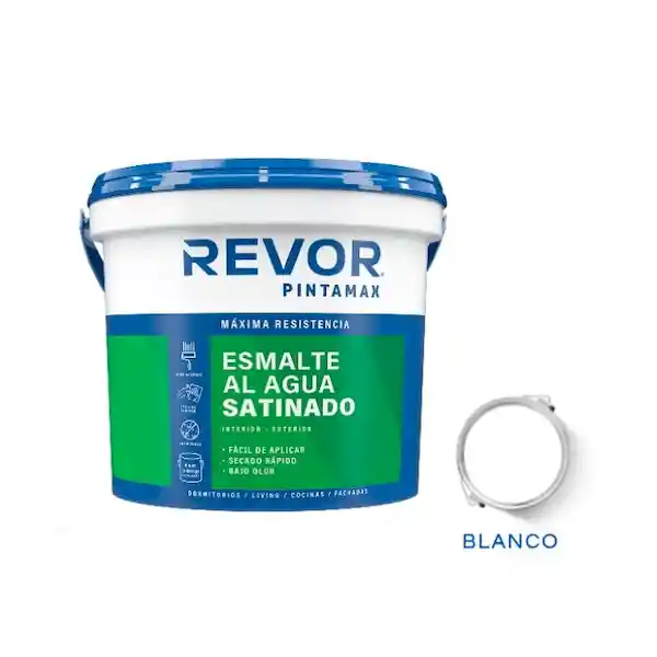 Revor Esmalte al Agua Satinado Pintamax Blanco 3.78 L