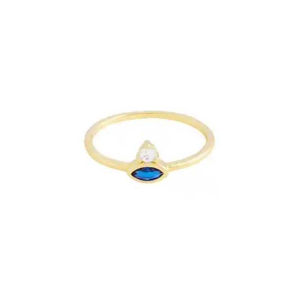 Anillo Pin Blue Baño de Oro Talla 7 Noa Joyas