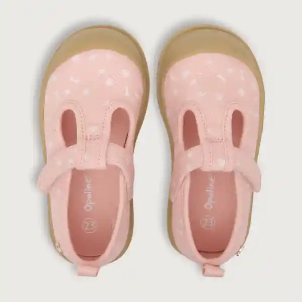 Zapatos Reina Lona Velcro Niña Rosado Talla 24 Opaline