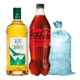 Combo Alto Del Carmen + Coca Cola Zero + Hielo Rock o Hielo Pop
