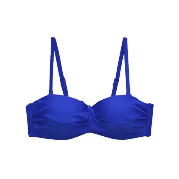 Bikini Estilo Sostén Strapless Color Azul Talla S Samia
