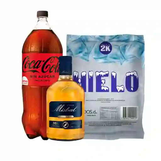 Combo Mistral 1 L + Coca-Cola Zero 3 L + Hielo 2 Kg