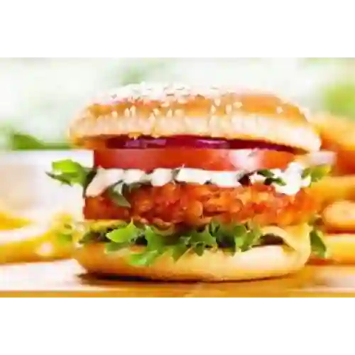 Crispy Chicken Burger With French Fries