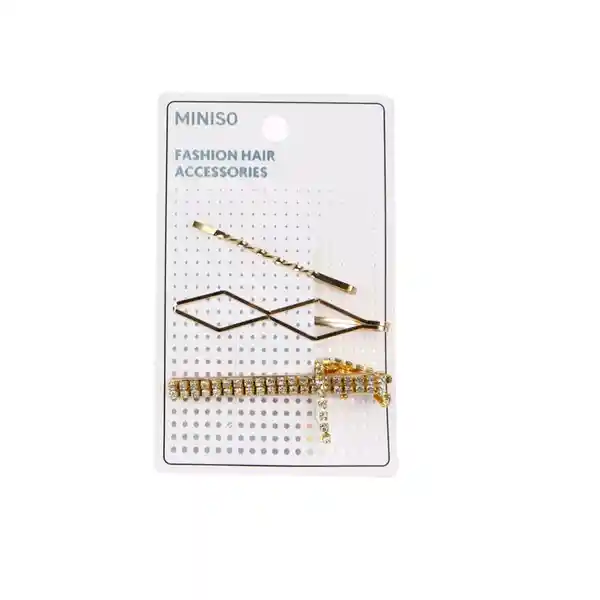 Set Broches Para Cabello Dorado Miniso