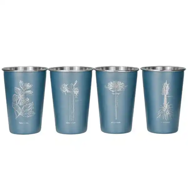 Set Vasos Acero Azul Flora Chilena 480 mL Atakama Outdoor