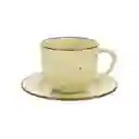 Taza de té Con Plato Stoneware Rústico Blanco 220 mL Casaideas