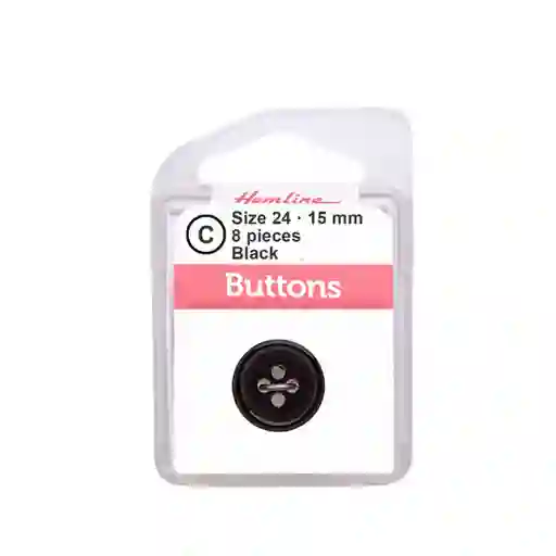 Botón Plástico Traje Negro15mm 8 D Hb01524.02 15mm 8
