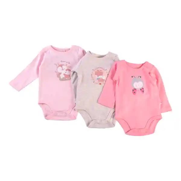 Set Body Manga Larga Bebé Niña Multicolor Talla 24 M Pillin