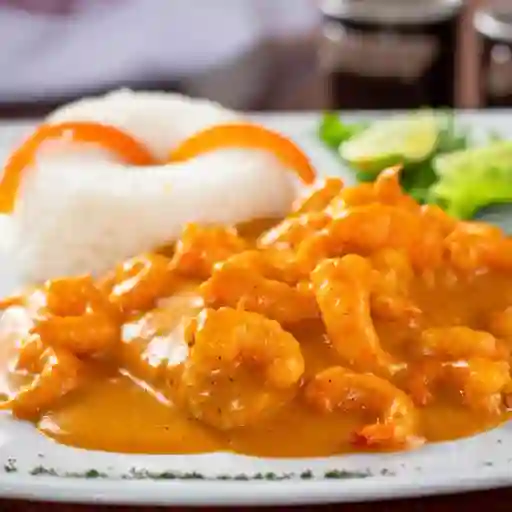 Pollo Al Curry con Camarones