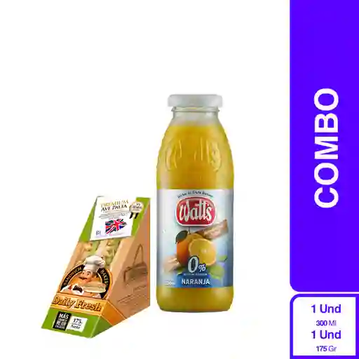 Combo Daily Fresh Sandwich Ave Palta +Néctar Watts Naranja Light