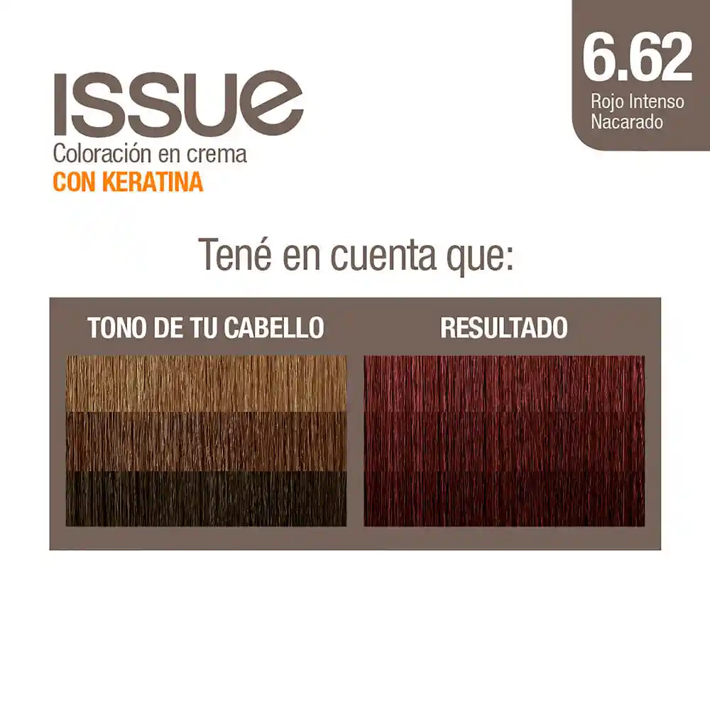 Issue Kit de Coloracion Keratin Tono 6.62 Rojo Intenso Nacardo
