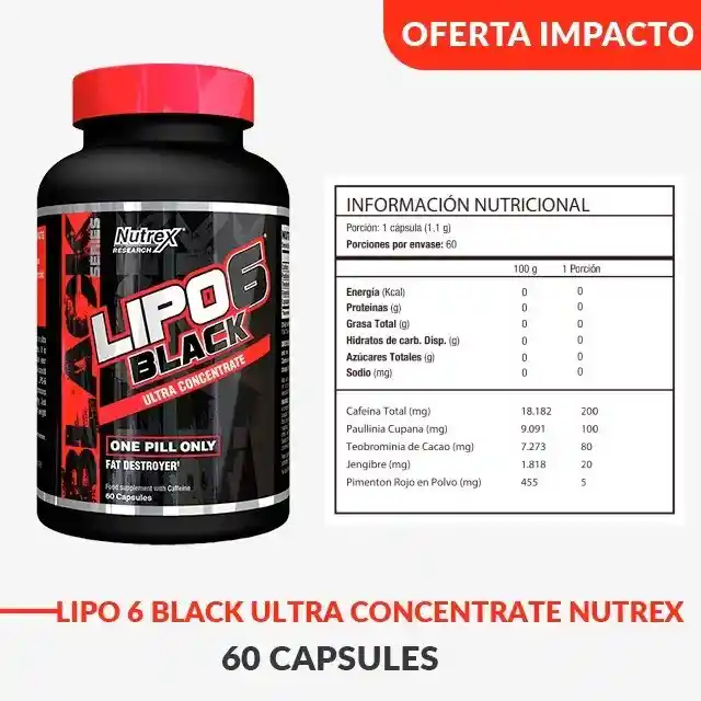 NUTREX Suplemento Lipo 6 Black Uc 60 Capsulas