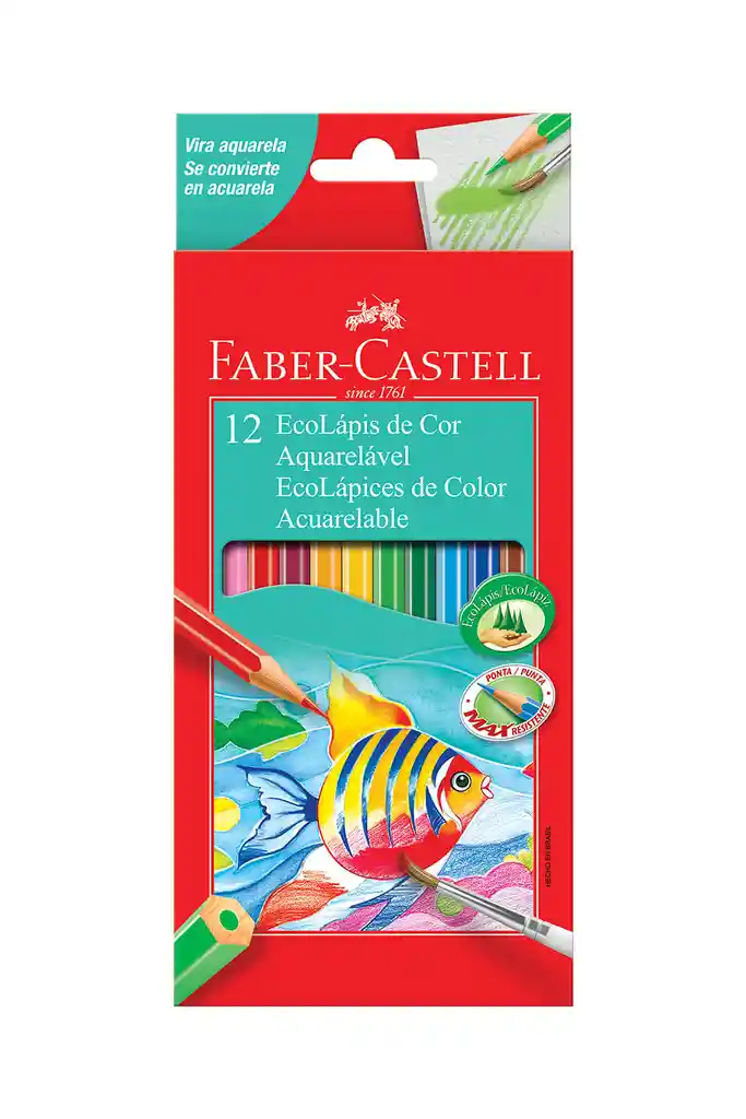 Faber Castell Lápis de Cor 12 Cores Aquarelável Sextavado 120212