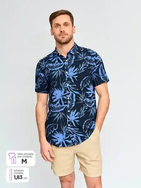 Kenneth Stevens Camisa Manga Corta Azul Marino L SS25