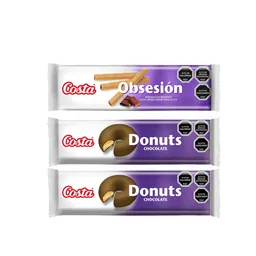 Combo Costa Barquillos Obsesión Rellenos Chocolate + Costa