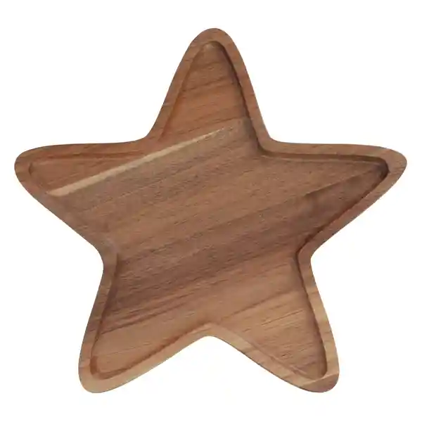 Plato de Madera Con Forma de Estrella 33 x 33 x 2 cm Casaideas