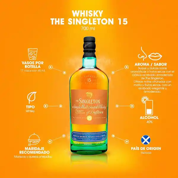 Whisky Singleton Single Malt Scotch Whisky 15 Años 700ml