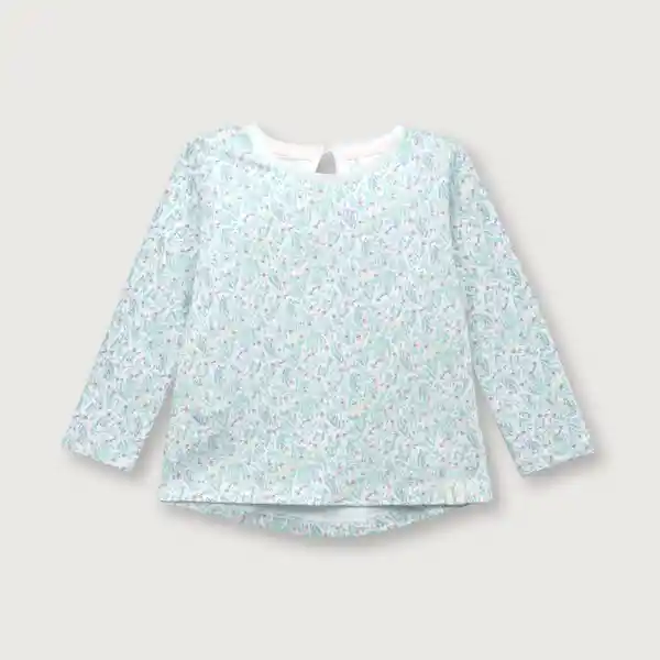 Polera Esencial de Niña Print Aqua Talla 6M Opaline