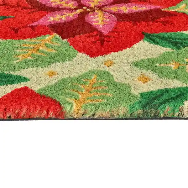 Limpiapiés de Fibra Navideño Flores 68 x 32 cm Casaideas