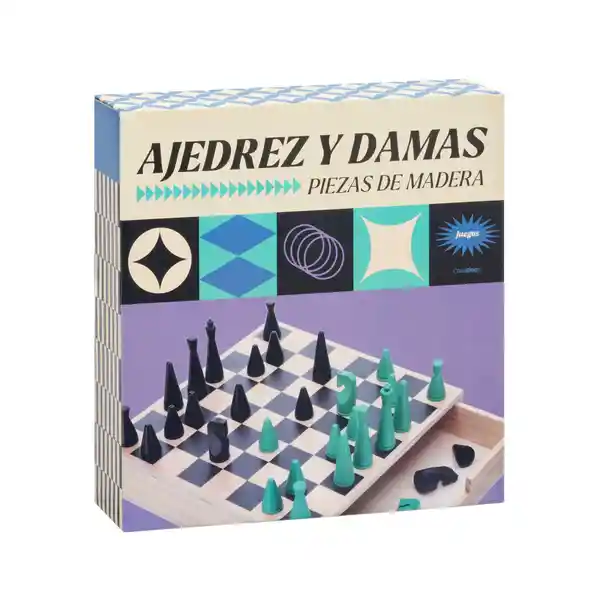 Juego de Mesa Tablero de Ajedrez y Damas de Madera