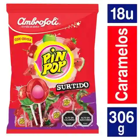 Pin Pop Bombón de Caramelo con Chicle Surtido